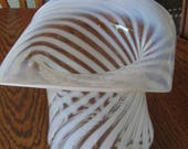 LARGE FENTON Glass Hat, Opalescent, 1930s, Spiral Optic Blue Tint Vase Wide Brim Not marked, Scarce, Rare Swirl