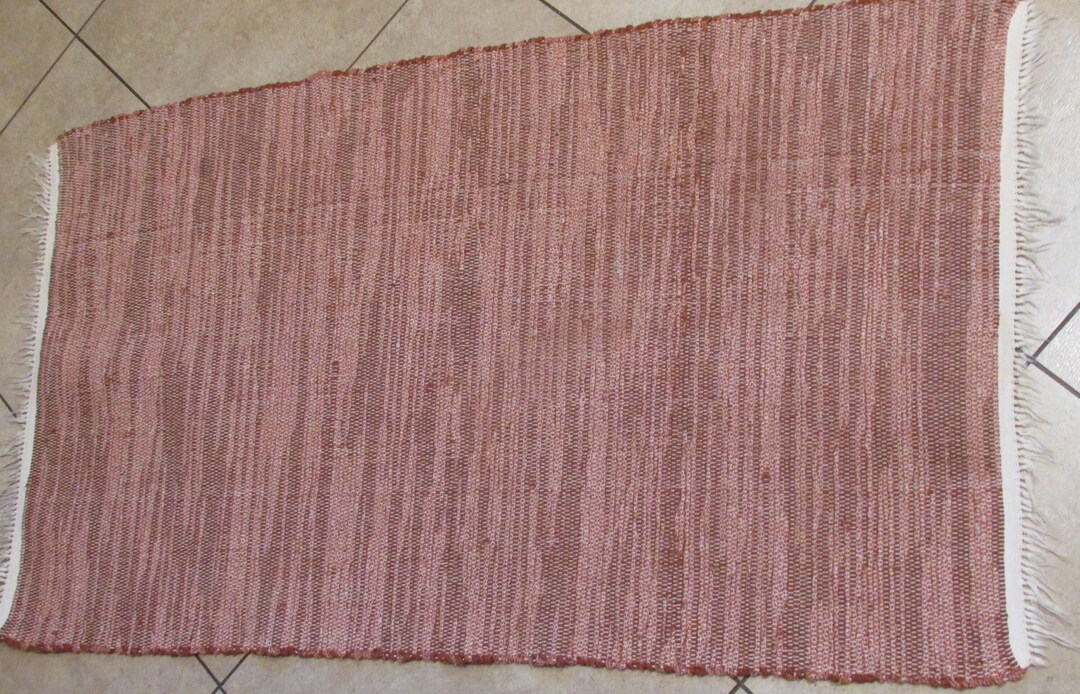 BROWN RAG RUG Hand Woven on Wooden Loom Machine Washable Vintage Etsy