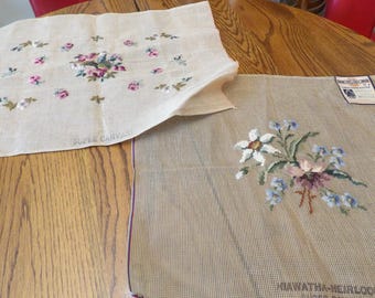 2NEEDLEPOINT HIAWATHA CANVASES Super Canvas Floral Designs Pink Roses Blue Purple Blooms