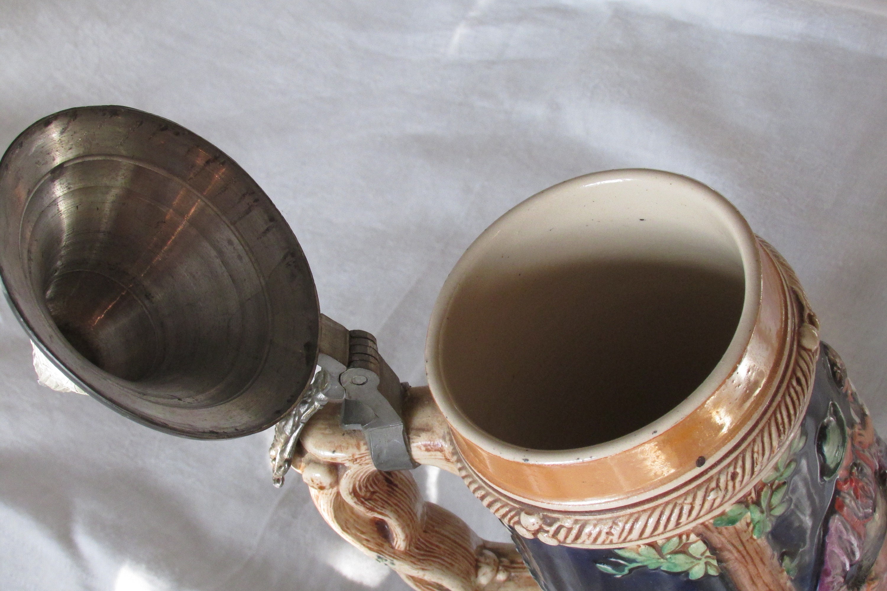 TALL GERMANY STEIN Vintage Beer Stein Holder Metal Hinged Lid Etsy