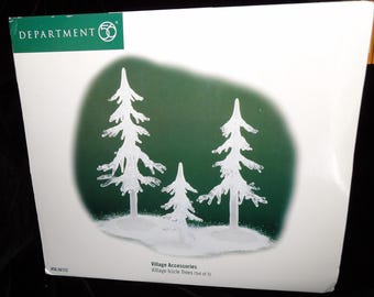 1999 SNOW VILLAGE TREES 3 Icicle Trees Dept 56 Original Box 56722