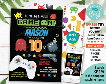 Video Game Invite Etsy