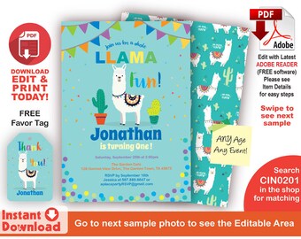 Llama invitation | Etsy