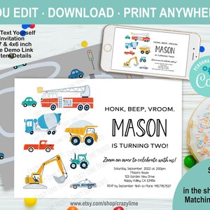 Editable Transportation Birthday Party Invitation Template. - Etsy