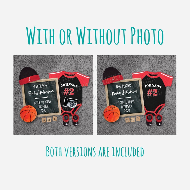 Basketball Pregnancy Announcement Social Media EDITABLE Baby Etsy