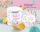 EDITABLE Unicorn Birthday Party Chip Can Wrapper. Girl Any Age Snack Treat Favor Printable Label Template. Pastel Watercolor Rainbow K148
