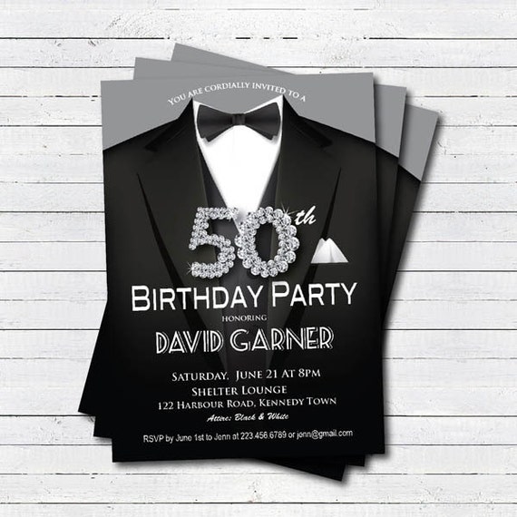 Black Tie Birthday Invitations 8