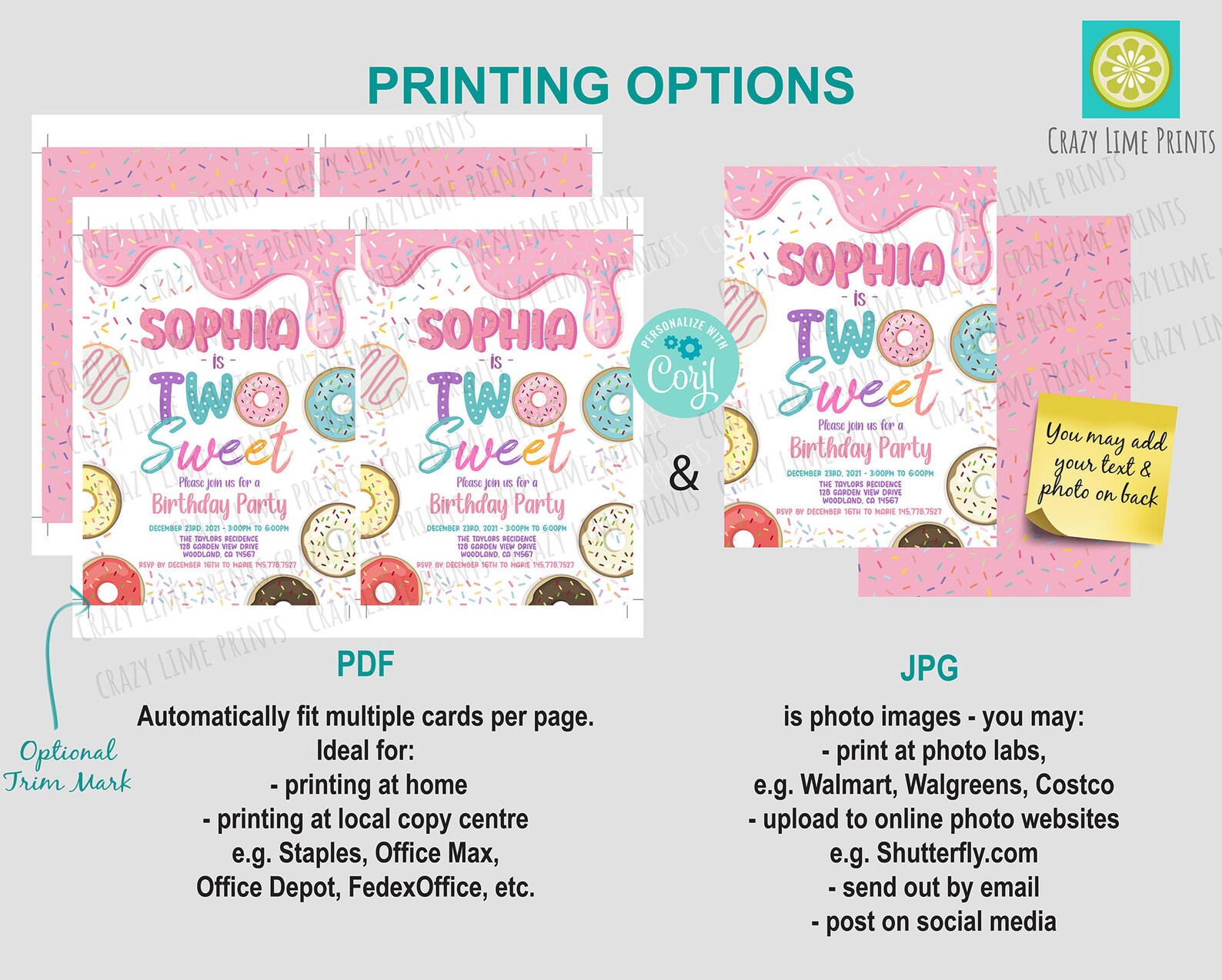 Editable Donut Two Sweet 2nd Birthday Party Invitation Template ...