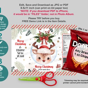 EDITABLE Christmas Chip Bag Wrapper Set of 4 Bundle Template ...