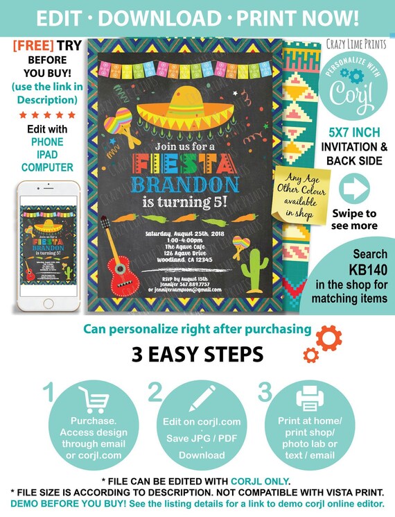 Mexican Fiesta Party Invitation Templates Free Mexican