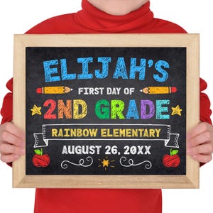 First Day of School Sign: Editable Chalkboard Printable (All Grades included) Digital Download BTS800