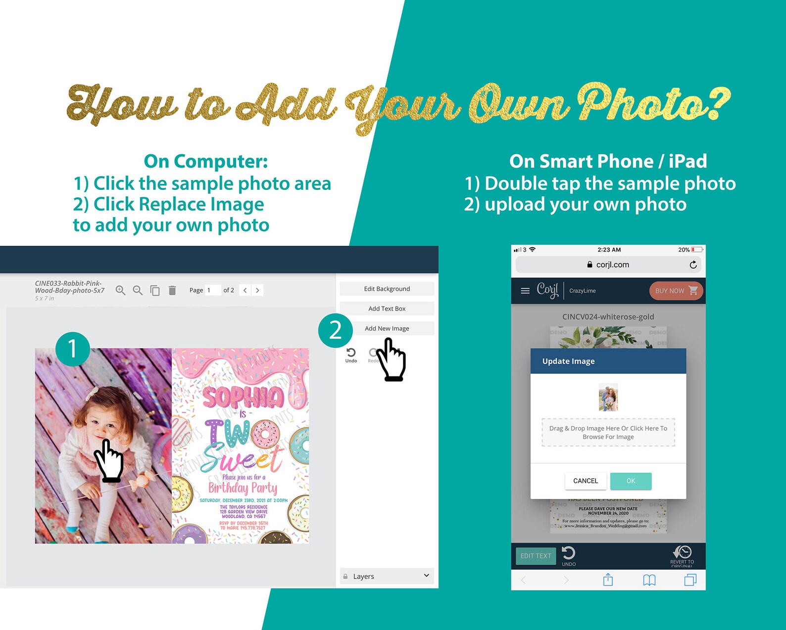 Editable Donut Two Sweet Girl Birthday Photo Invitation 2nd Etsy