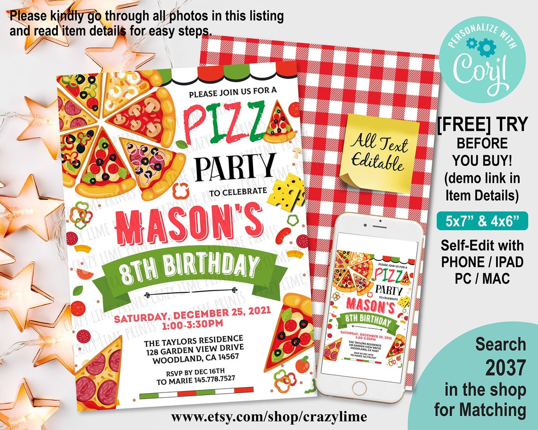 editable-pizza-party-invitation-template-kids-pizza-birthday-party-printable-digital-invite-fun-cute-corjl-personalised-email-evite-2037-etsy