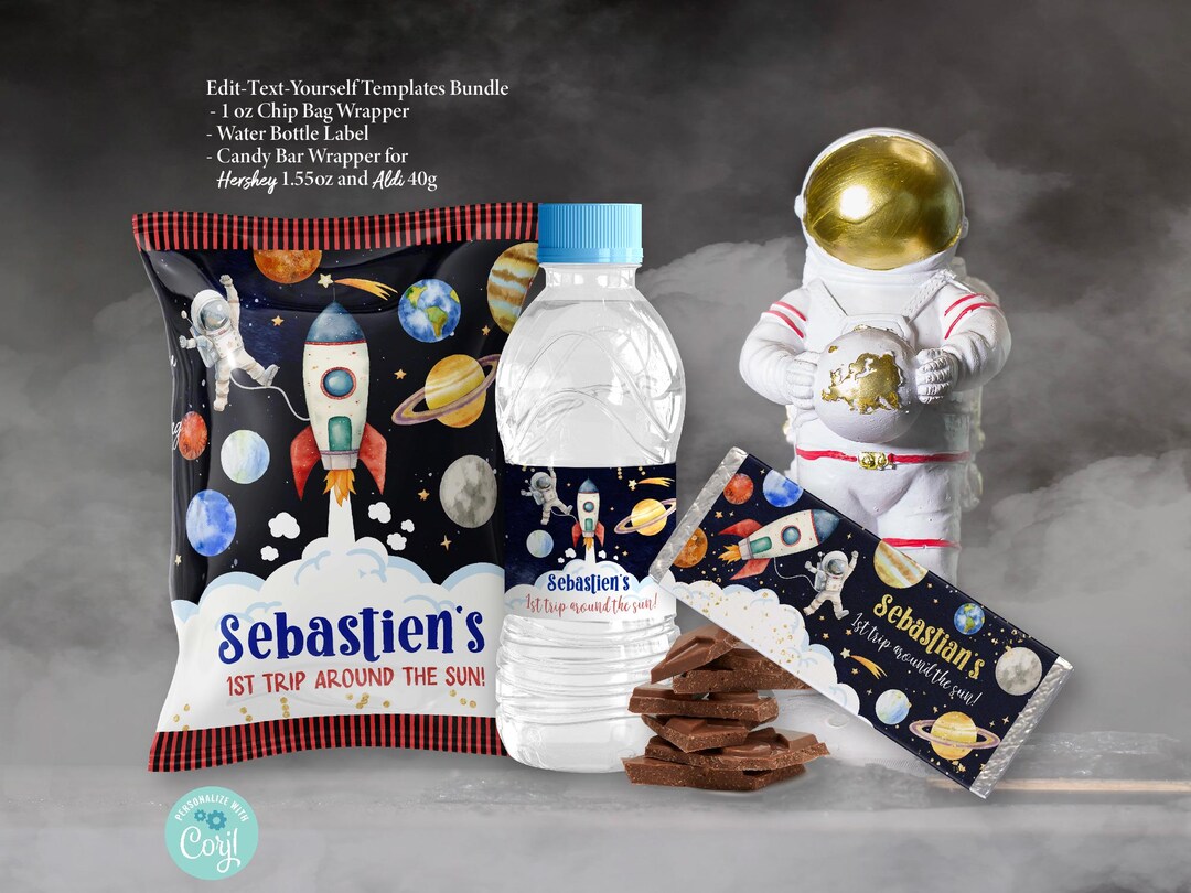 EDITABLE Outer Space Party Treat Snack Label Package Bundle 3. Rocket Planet Chip Bag Water Chocolate Candy Bar Kid Favors Printable K153 - Etsy Japan