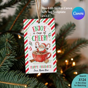 EDITABLE Christmas Hot Cocoa Gift Tag. Santa Hot Chocolate Goody Label | A Cup Of Holiday Cheer | Canva Template Printable Download X124