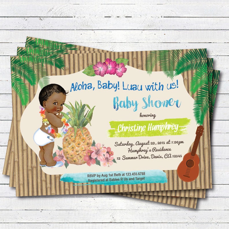 Luau baby boy shower invitation. hawaiian vintage african Etsy