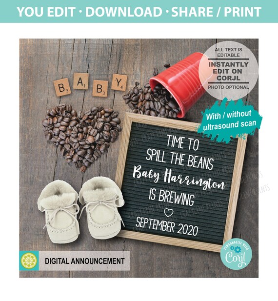 Digital Pregnancy Announcement Social Media Spill The Beans Etsy