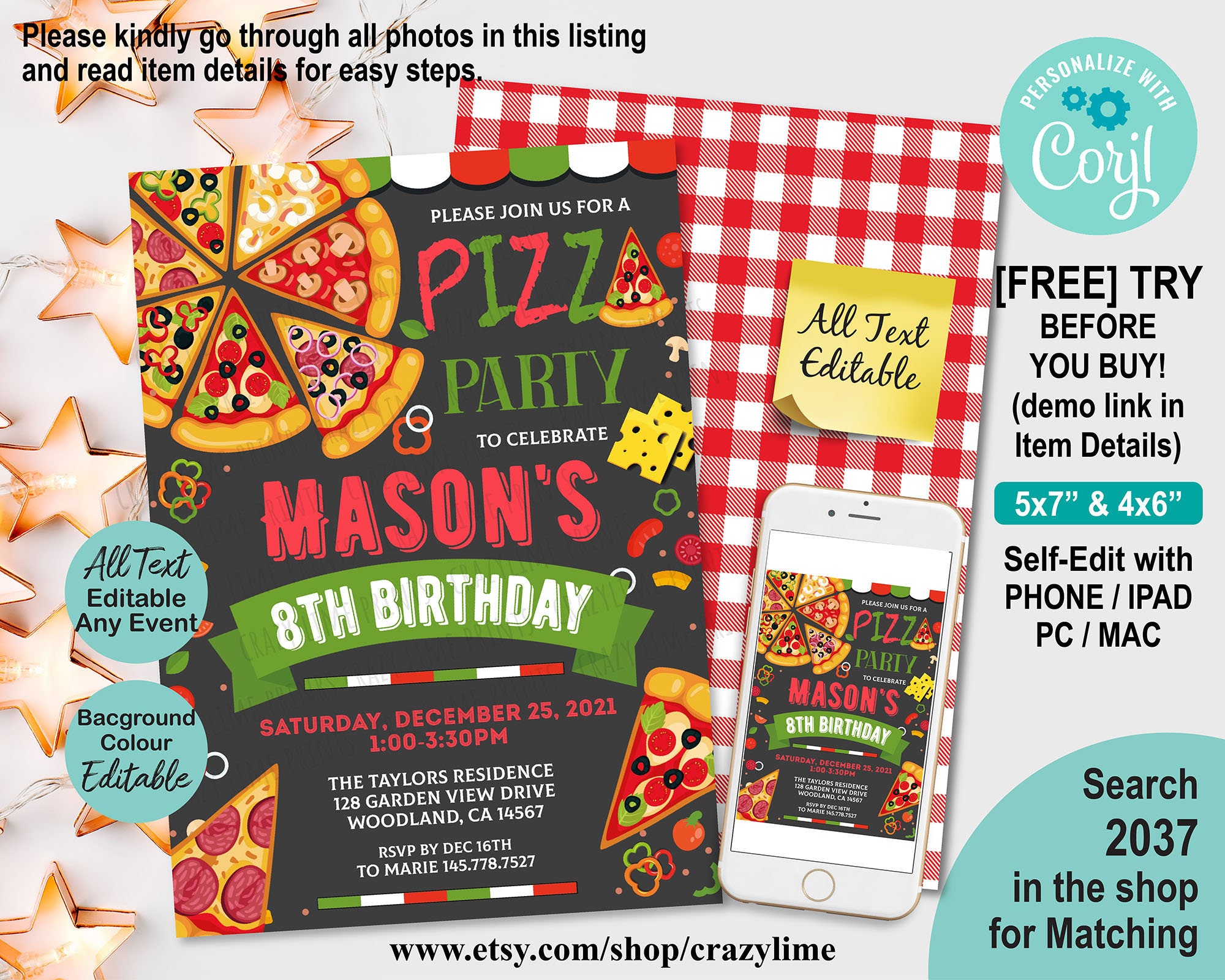 Pizza Party Invitations Free Printable