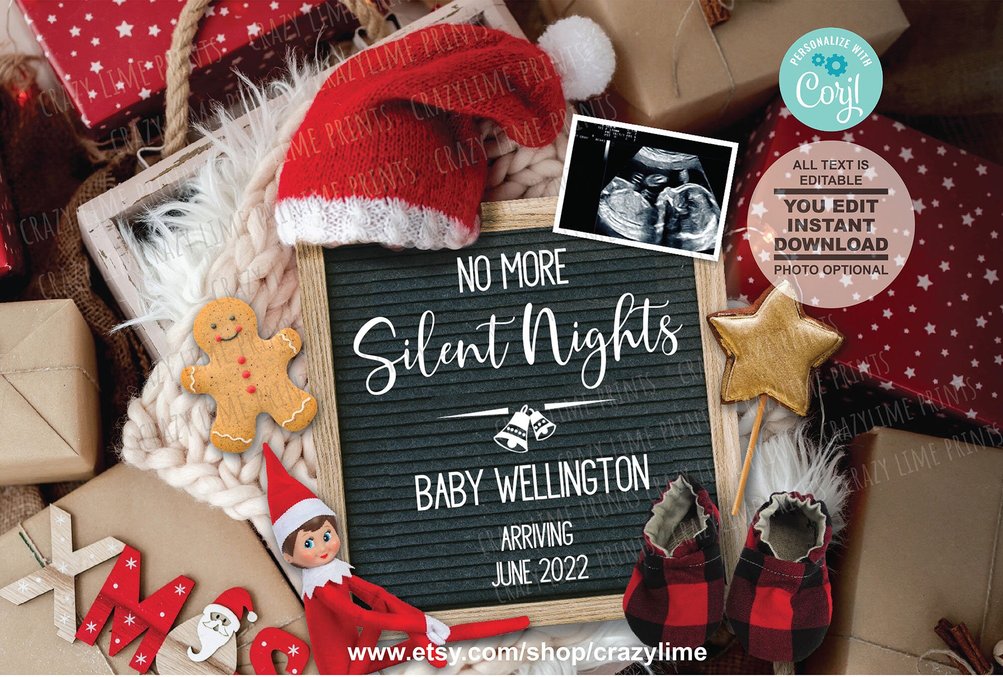 Christmas In Wellington 2022 Christmas Pregnancy Announcement. Digital Social Media | Etsy