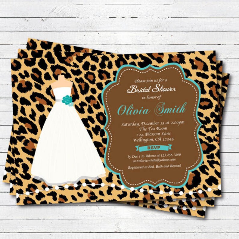 Turquoise Leopard Print Wedding Dress