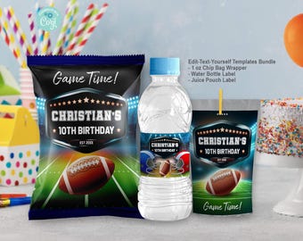 Football Birthday Party Favors Bundle (Editable Templates)