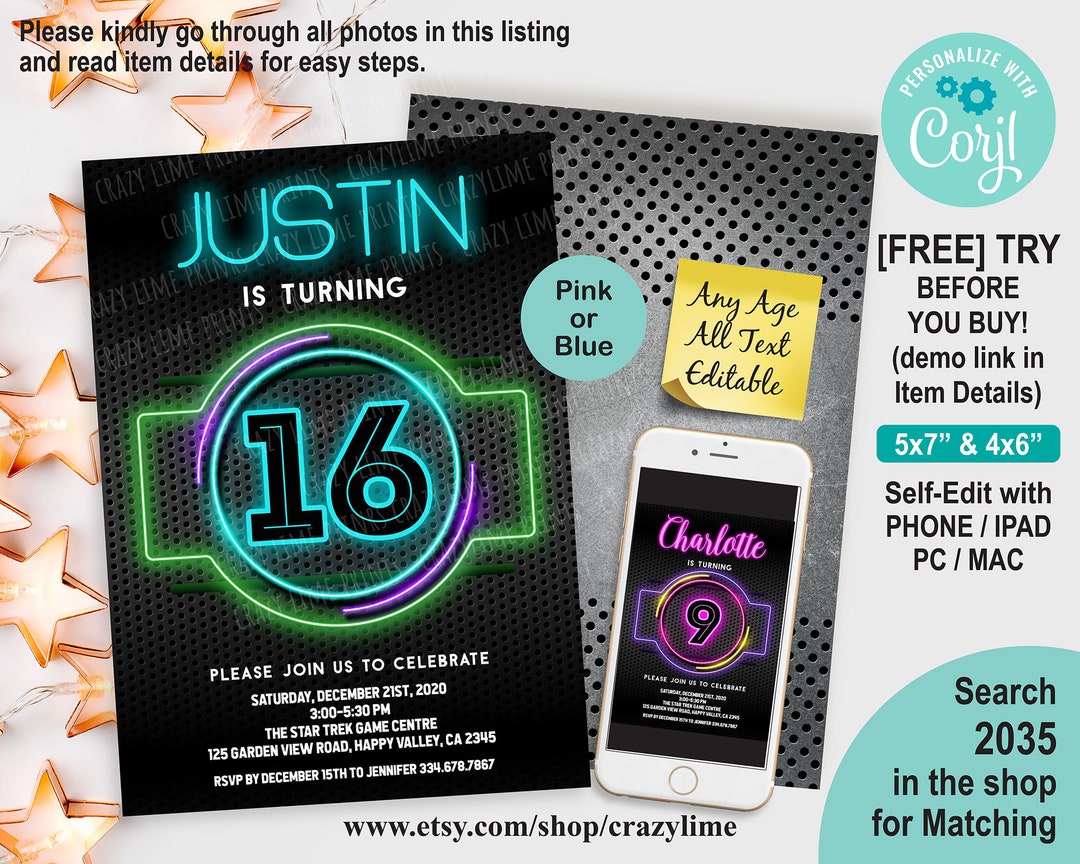 EDITABLE Boy 16th Birthday Invitation Template. Personalised - Etsy