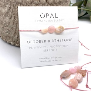 Opal Bracelet: Adjustable Macrame October Birthstone Crystal