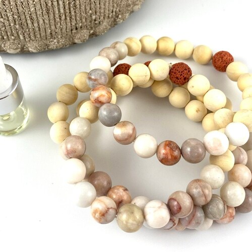 Oil Diffuser Bracelet - Agate Stone Diffuser - Thuja Wood - Lava Bracelet - Lava Diffuser - Diffuser Jewellery UK - Oil Bracelet UK