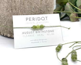 Peridot Bracelet: August Birthstone, Faceted Green Crystal