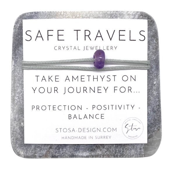 Travellers Crystal Bracelet - Safe Travels Bracelet - Go Travelling Bracelet - Crystals for Travelling - Keepsake for Travels - Adjustable