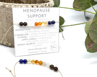 Menopause Support Bracelet - Crystal Bracelet for Perimenopausal - Crystals for Hot Flushes - Help with Menopause - Healing Crystal Bracelet