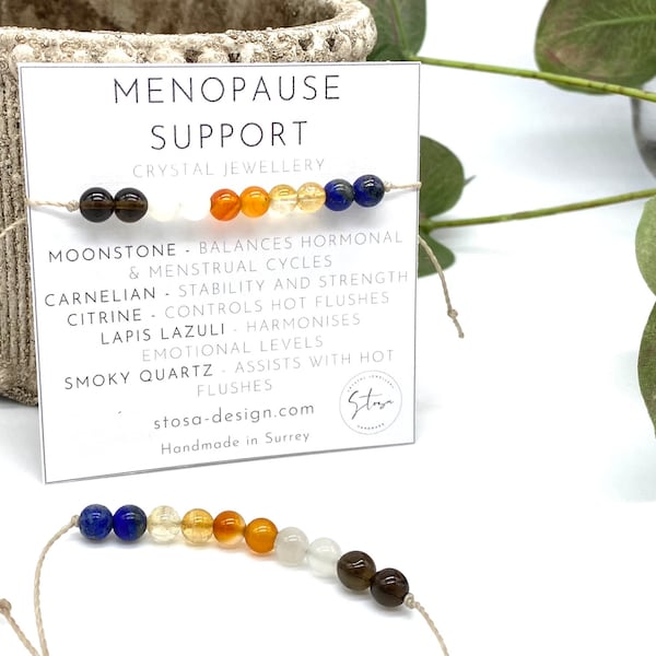 Menopause Support Bracelet - Crystal Bracelet for Perimenopausal - Crystals for Hot Flushes - Help with Menopause - Healing Crystal Bracelet