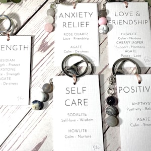 Kristall Schlüsselanhänger - Perlen Schlüsselanhänger - Personalisierter Schlüsselanhänger - Yoga Energie Heilung Geschenk für Sie - Kristall Schutz Geschenk