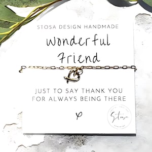 Pulseira Melhor Amiga | Pulseira Coração Amizade em Ouro e Prata | Presente Maravilhoso para Amiga | Feito à mão no Reino Unido
