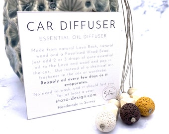 Lava Rock Car Aromatherapy Diffuser: Essential Oil Air Freshener - Set of 3