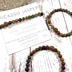 Jasperkristalldiffusorarmband: Rudraksha-pärla, aromaterapi