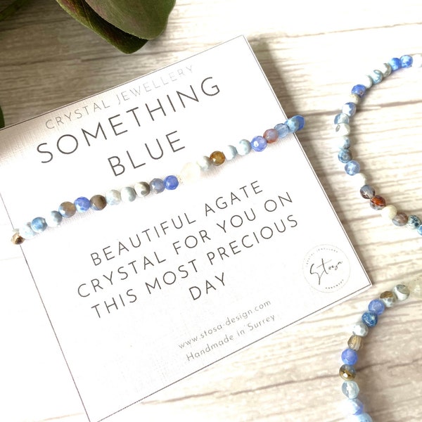 Something Blue - Agate Crystal Bracelet - Bride's Blue Bracelet - Crystal Blue Bracelet or Anklet - Handmade in Surrey