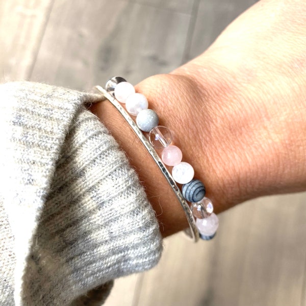 Anxiety Relief Crystal Bracelet - Crystal Bracelet for De-stress - Crystals for Stress - Help with Anxiety - Stretchy Anxiety Bracelet