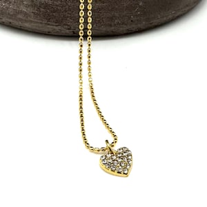 Dainty Heart Paper Clip Chain Necklace - Adjustable Gold Heart Necklace - Handmade in the UK