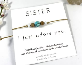 Sister Gift - Sister Bracelet - Crystal Bracelet- Healing Crystal - Crystal Anklet - Family Gifts - Oil Diffuser - Diffuser Bracelet