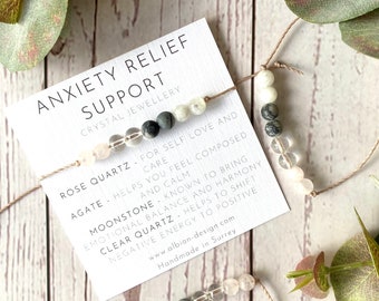 Anxiety Relief Support Bracelet - Crystal Bracelet for Anxiety - Crystals for Relaxing - Help with Anxiety - Healing Crystal Bracelet