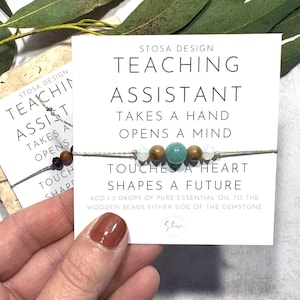 Presente para Assistente de Ensino - Presente para Assistente de Ensino - Pulseira Difusora de Cristal - Pulseira de Cristal Ajustável - Presente LSA - Pequenos Presentes