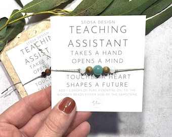 Teaching Assistant Gift: Crystal Diffuser Bracelet, Adjustable Cord Bracelet
