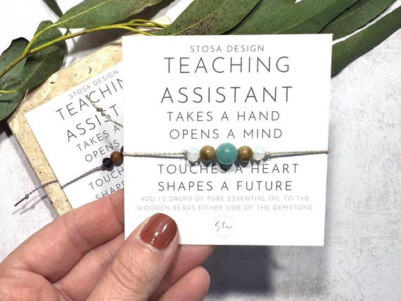 Teaching Assistant Gift: Crystal Diffuser Bracelet, Adjustable Cord Bracelet