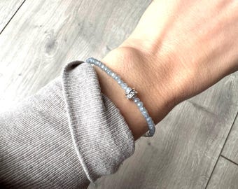 Dainty Austrian Crystal Beaded Bracelet: Adjustable Stainless Steel, Handmade in UK