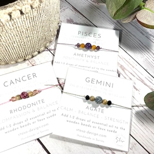 Bijoux du zodiaque Bracelet en cristal - Bracelet signe astrologique avec pierres précieuses, cadeau unique pour elle, balance, vierge, taureau