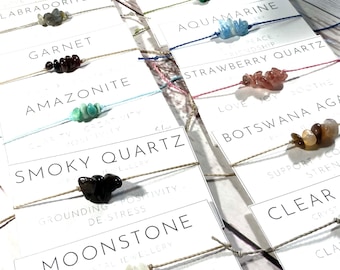 Crystal Bracelet - Crystal Anklet - Dainty Bracelet - Friendship Crystal Bracelet - String Bracelet - Gift Card Bracelet - Real Crystal