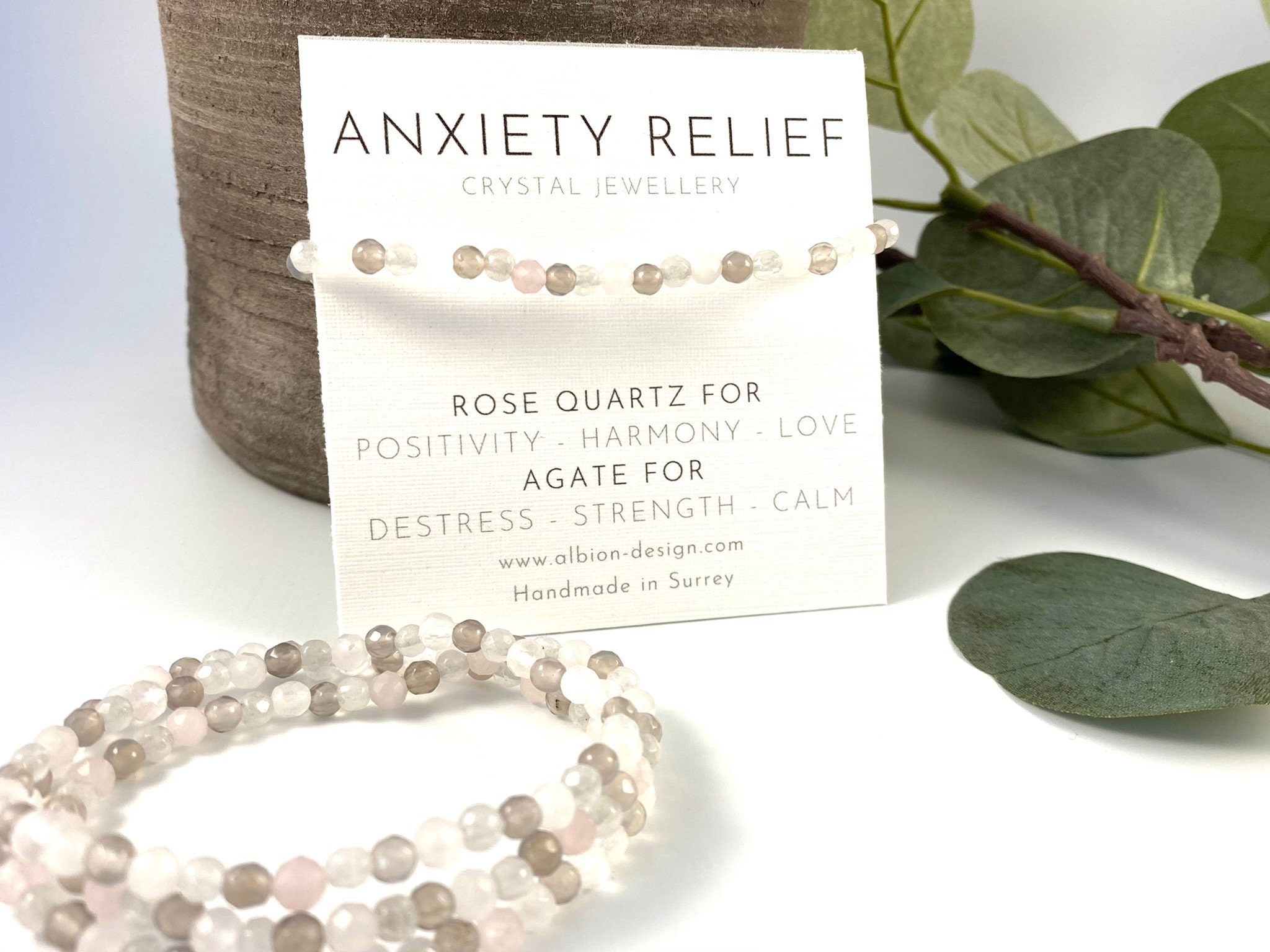 Crystal Bracelet Anxiety Bracelet Stress Relief Bracelet Rose Quartz Agate Jade Bracelet Natural Crystal Healing Bracelet Etsy