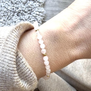 Rose Quartz Bracelet: Dainty Crystal Gemstone, Adjustable Anklet