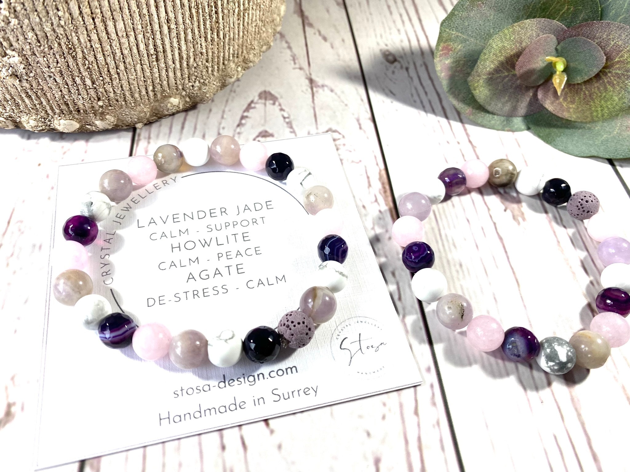 Lavender jade bead bracelet deals